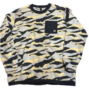 Adidas Texture-Print Crew Neck Sweatshirt Men's Size Large Camo Fleece Golf
